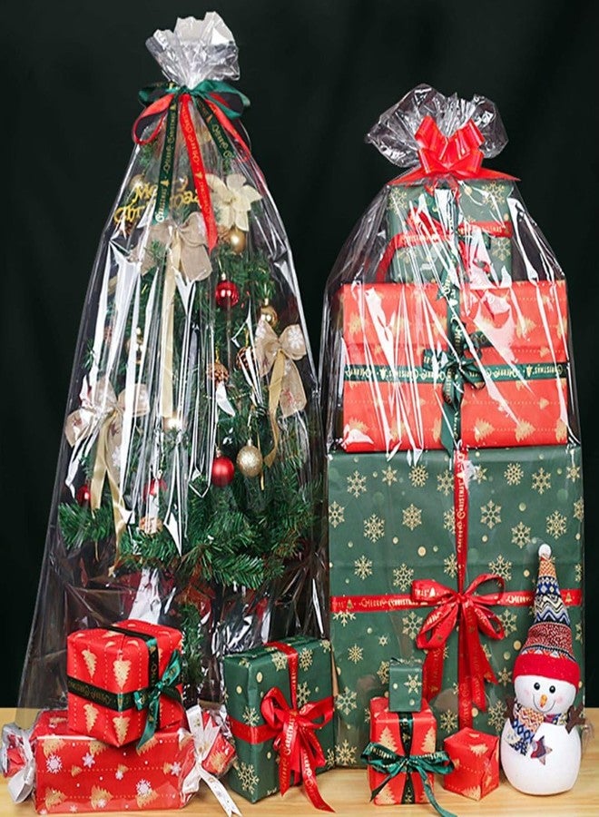 JOYIT 10PCS Extra Large Cellophane Wrap for Gift Baskets, 35x55 Inch Clear Cellophane Bags with 10 Red Bows, 3 Mil Thicker Cellophane Gift Bags for Gift Basket Wrap, Gift Giving - Image 4